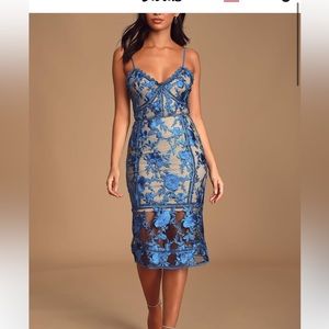 Deeply Cherished Blue Lace Midi Dress
Color: Blue
Size: XS